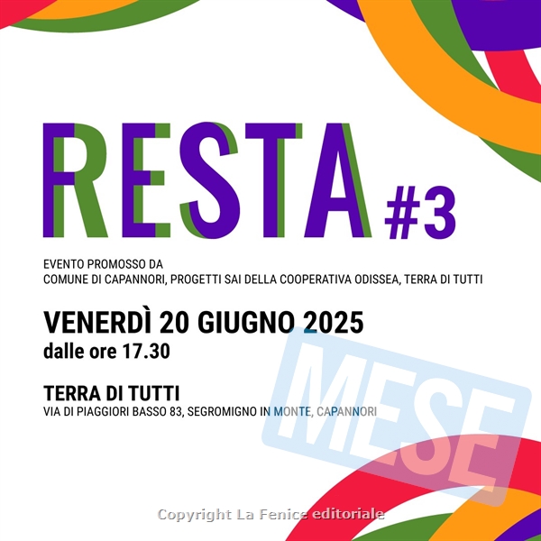 ‘RESTA IN FESTA’: VENERDI’ 20 GIUGNO  NELLA SEDE DI ‘TERRA DI TUTTI’ IN OCCASIONE DELLA GIORNATA MONDIALE DEL RIFUGIATO 